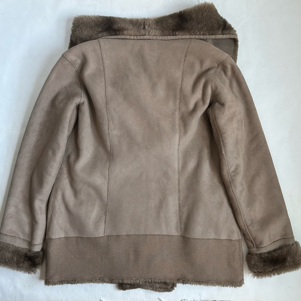 Pinko Faux Fur Suede Coat Cream Size Medium - Picture 10 of 17